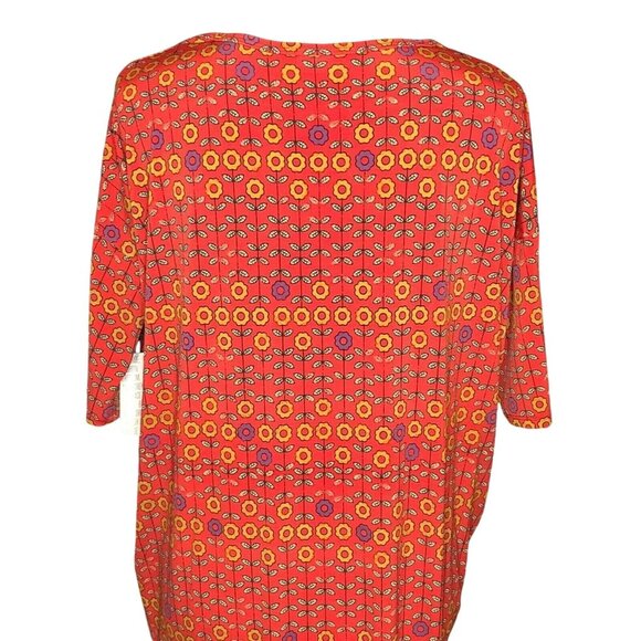 LuLaRoe RETIRED Irma Women's S Red Floral Tunic Mid-length Sleeves NWT - Picture 7 of 9